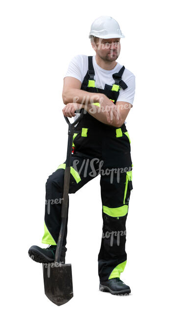 cut out construction worker with a spade standing