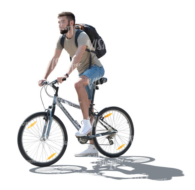 cut out backlit man riding a bike