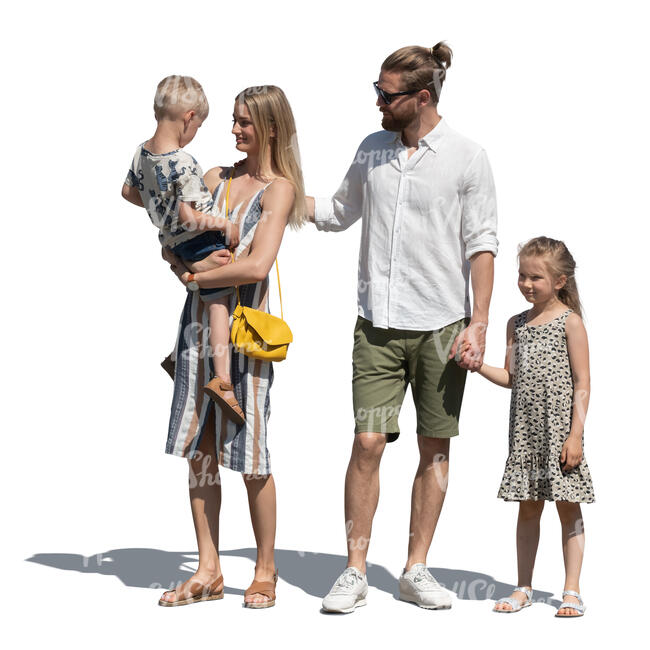 cut out family with two kids standing
