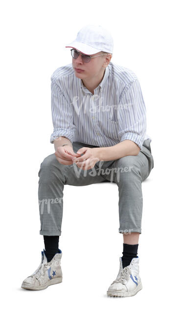 cut out teenage boy sitting