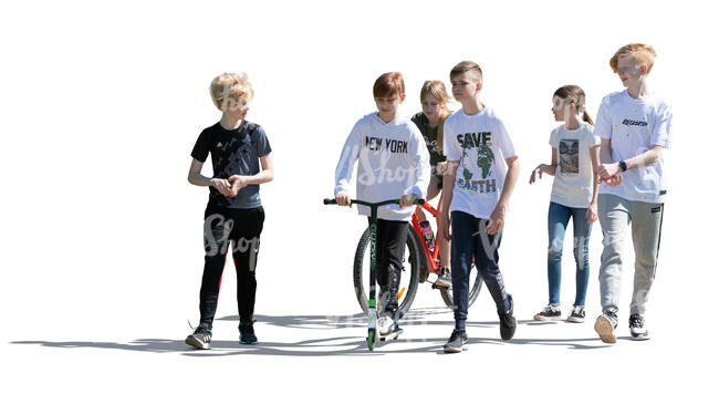 cut out group of children walking