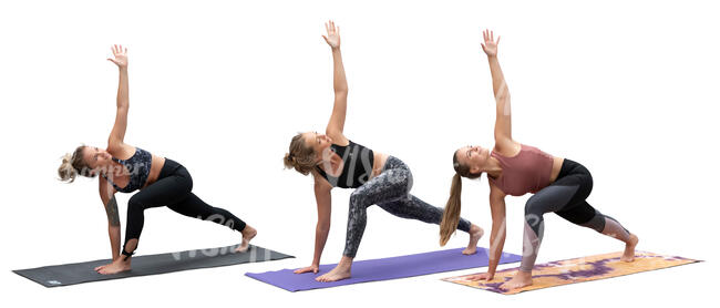 cut out group of women doing yoga exercises