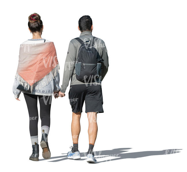 two cut out people walking hand in hand
