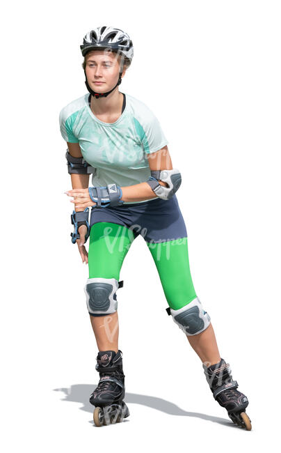 cut out woman rollerblading