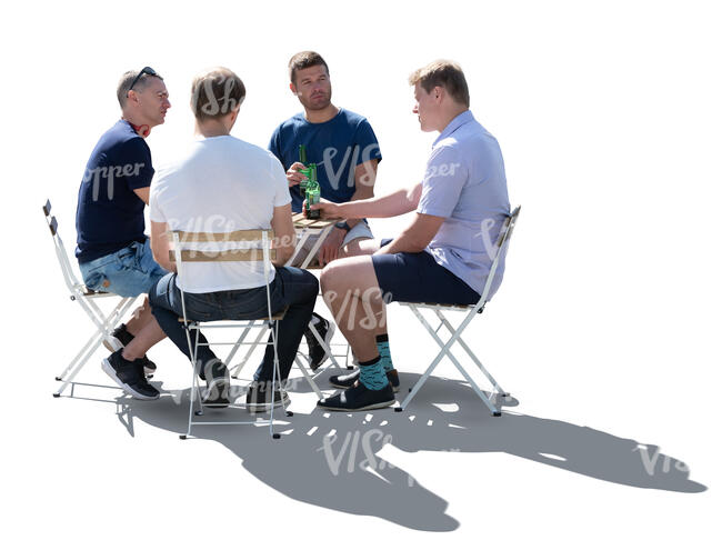 cut out group of men sitting in a cafe and drinking beer