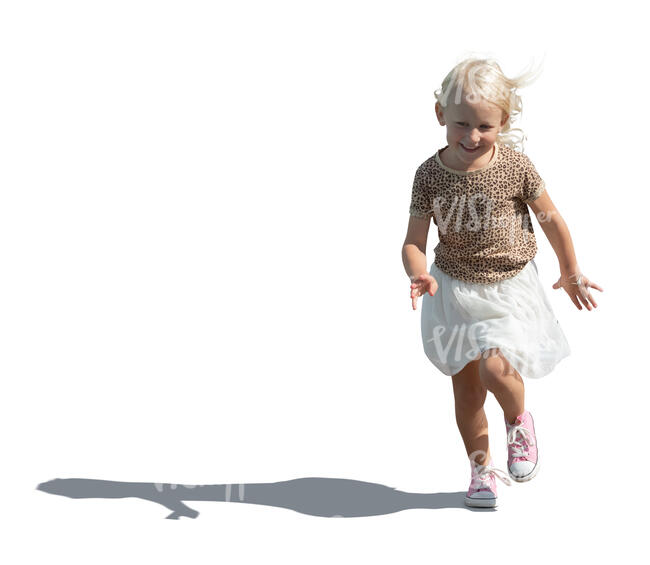 cut out happy little girl running