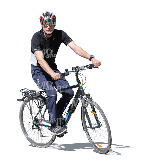 cut out elderly man riding a bike