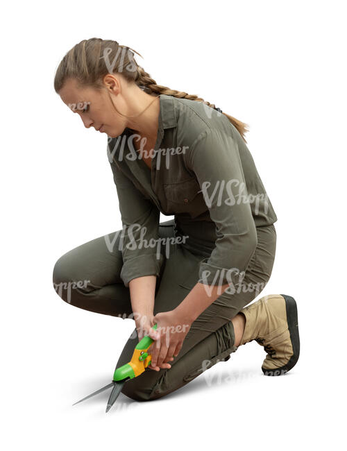 cut out woman doing gardening work