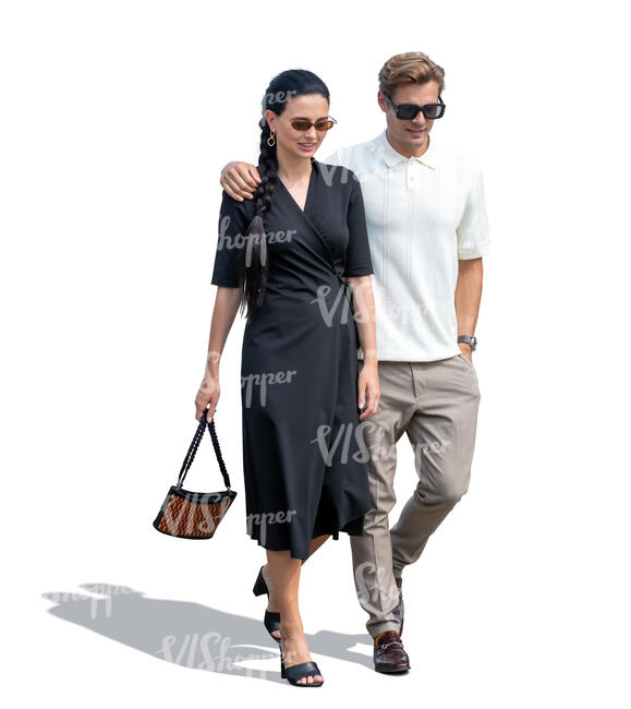 cut out elegant young couple walking