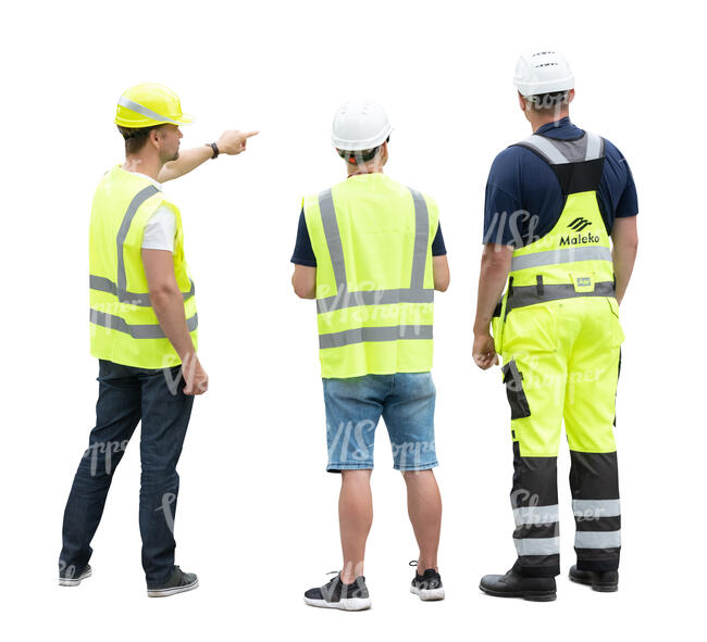 cut out group of construction workers standing