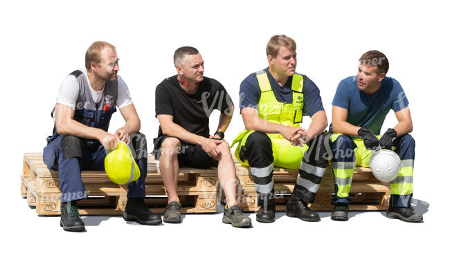 cut out group of workers sitting and talking