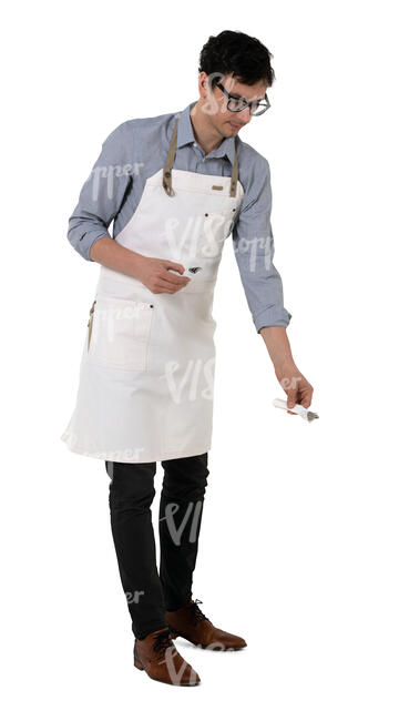 cut out waiter laying a table