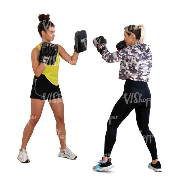 two cut out women at boxing training