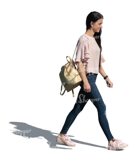 cut out woman walking in the sunlight