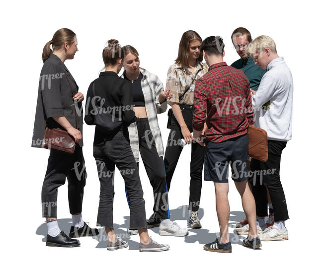 cut out group of young people standing and talking