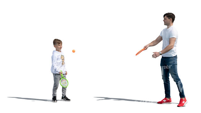 cut out father and son playing ball