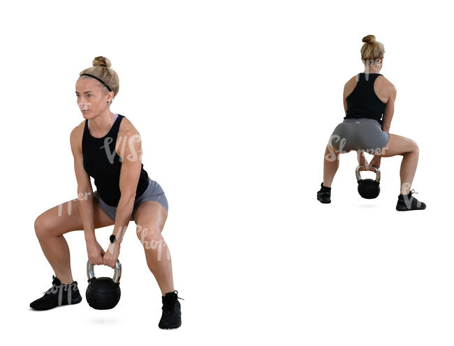 cut out woman working out in a gym in front of the mirror