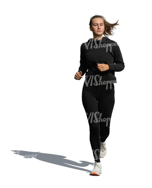 cut out young woman running on the street