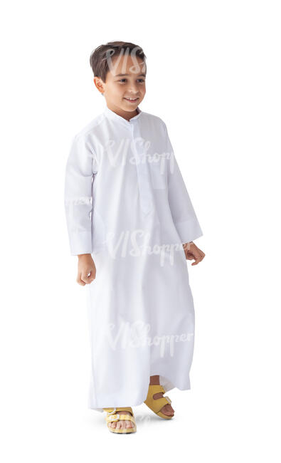 cut out little arab boy walking