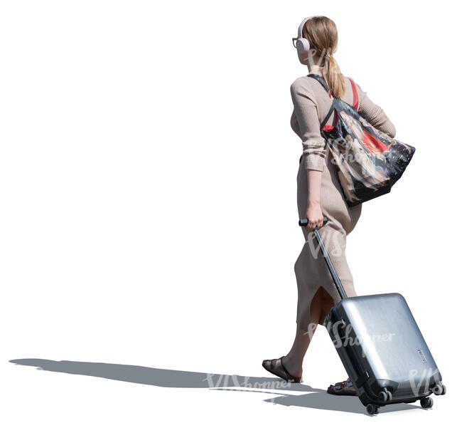 woman with a suitcase walking