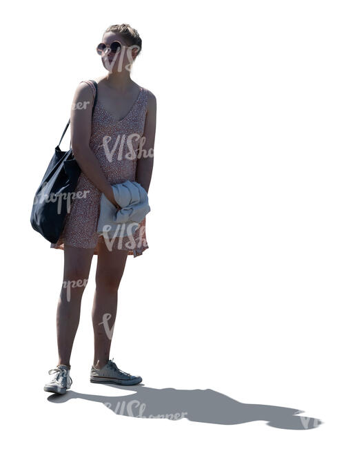 cut out backlit woman standing