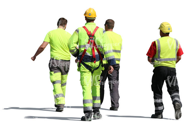group of construction workers walking