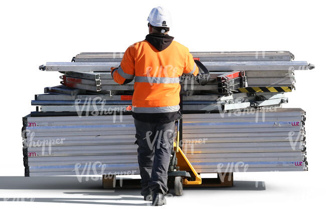 construction worker handling building materials