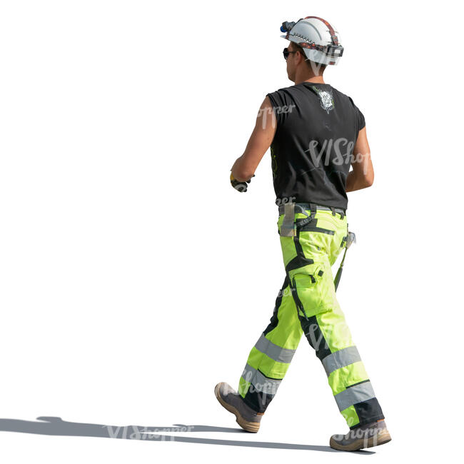 cut out workman walking