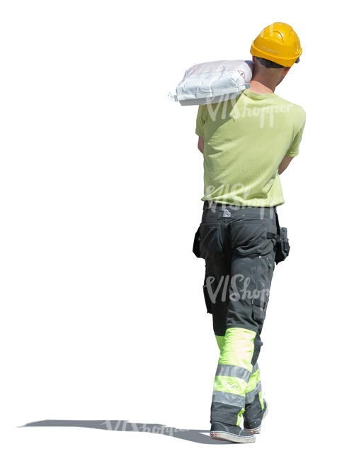 workman carrying a heavey bag