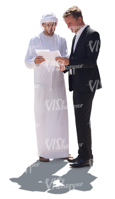 backlit image of arab man meeting with an european businessman