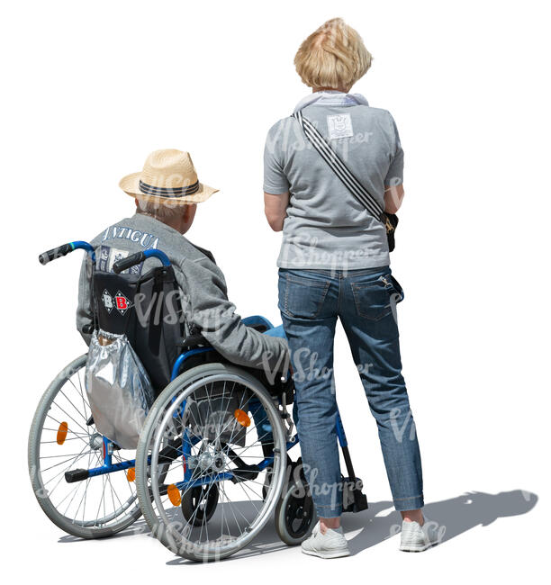 elderly couple with a man in a wheel chair