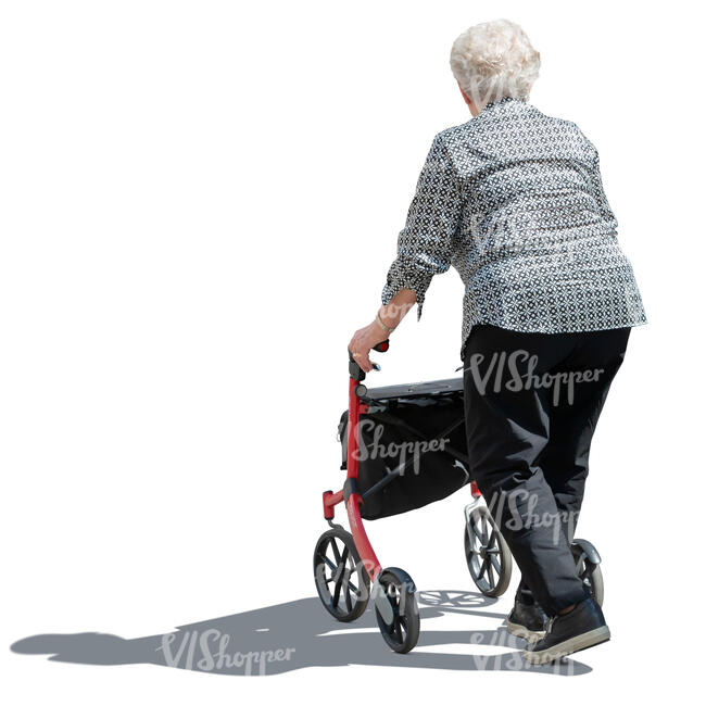 old woman with a walking frame