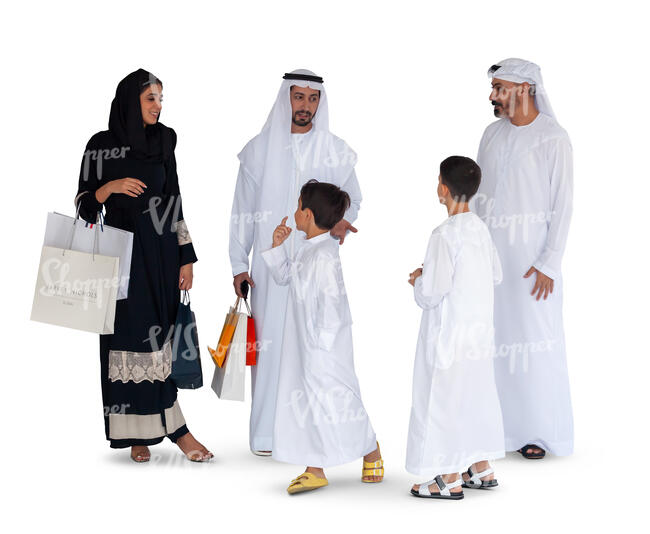 cut out big traditional arab family standing