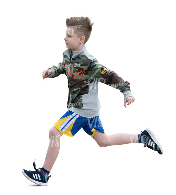 cut out boy running fast