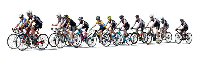 cut out large group of cyclists biking