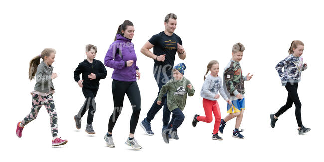 cut out group of children running at physical education class