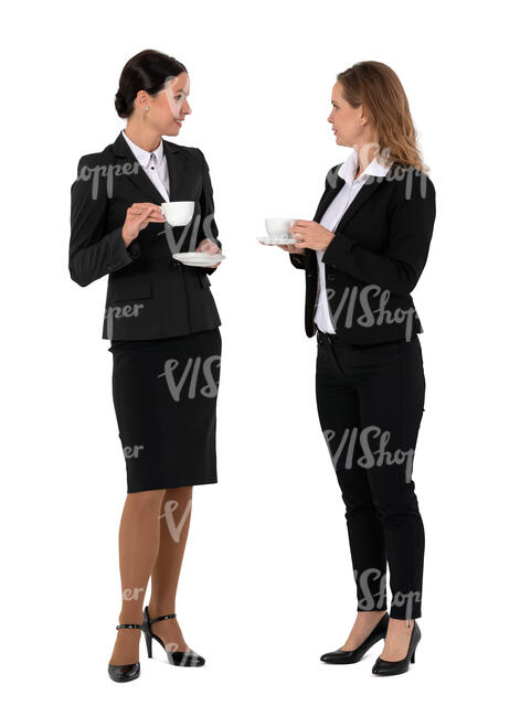two cut out businesswomen talking on a coffee break