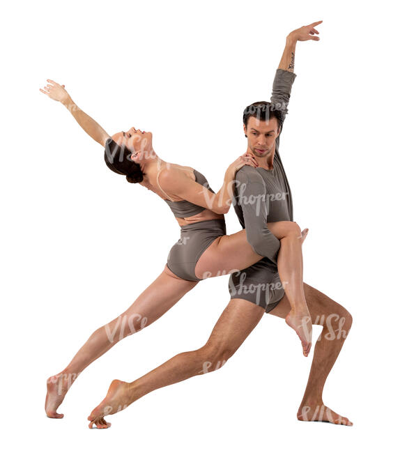 two cut out people performing modern dance