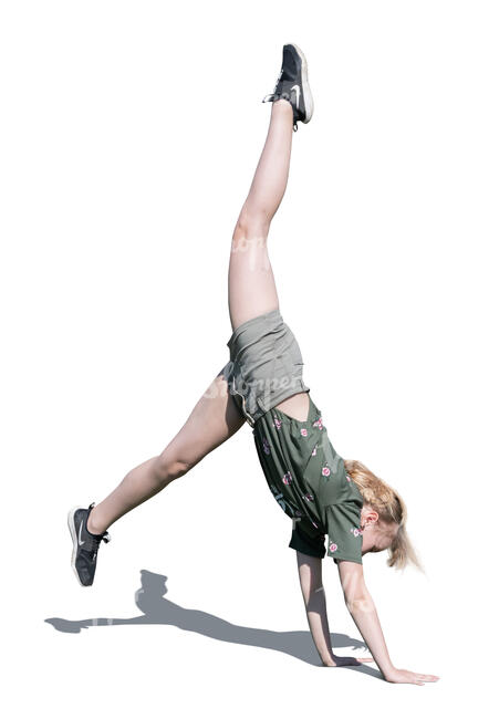 cut out girl doing a cartwheel