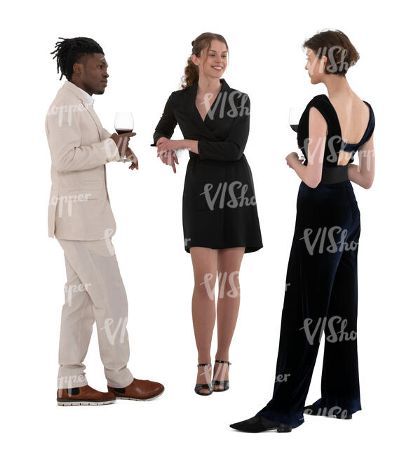 cut out group of young beautiful people talking at a fancy party