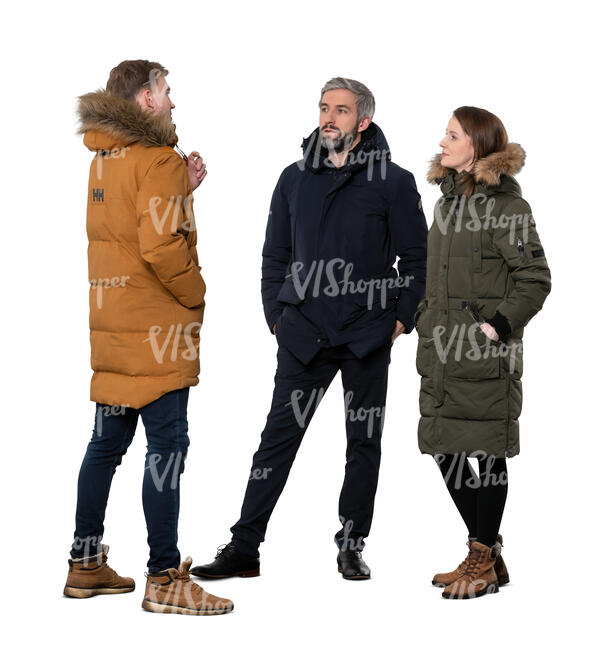 cut out group of people in winter standing and talking