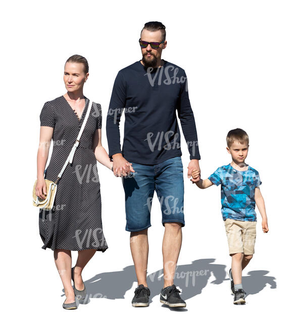 cut out family walking holding hands