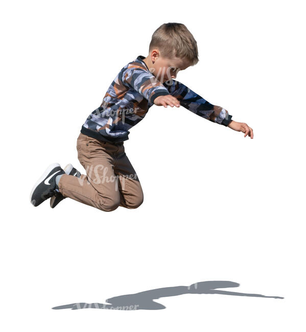 cut out boy jumping outside