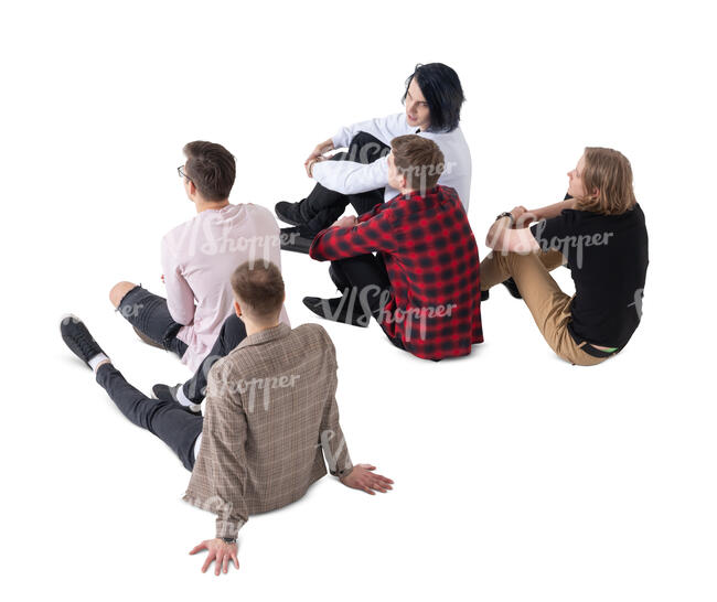 cut out group of men sitting and looking at smth