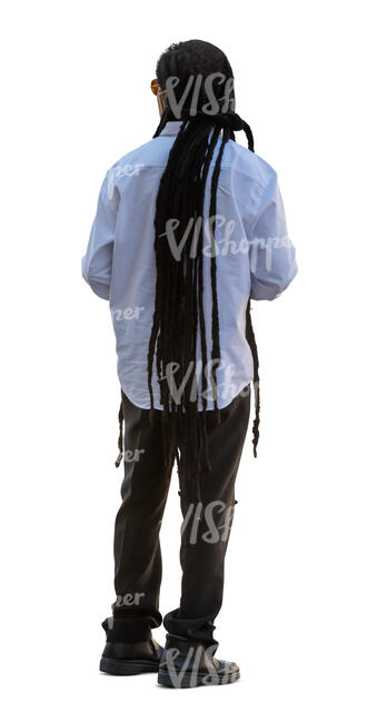 cut out black man with long hair standing