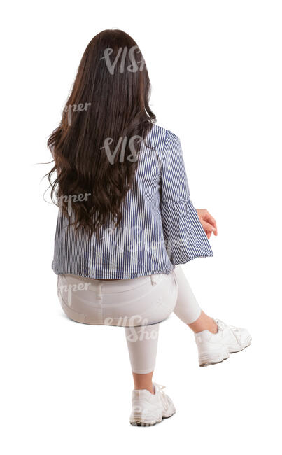 cut out woman sitting seen from behind