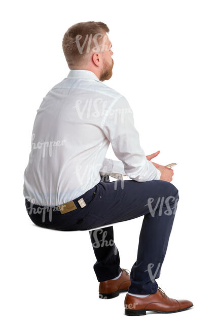 cut out man sitting seen from back angle