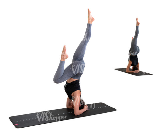 cut out woman doing exercises in fron of the mirror