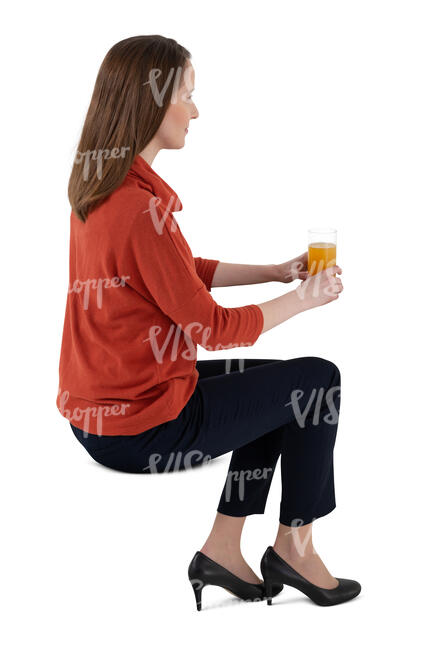 cut out woman sitting in a cafe