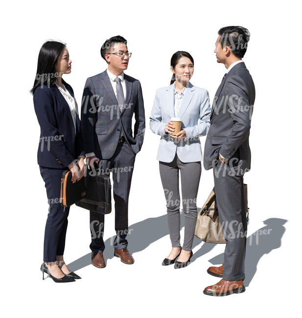 cut out group of asian businesspeople standing and talking